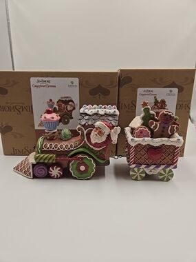 Jim Shore "Gingerbread Christmas" Train Engine And Railway Car Figurines